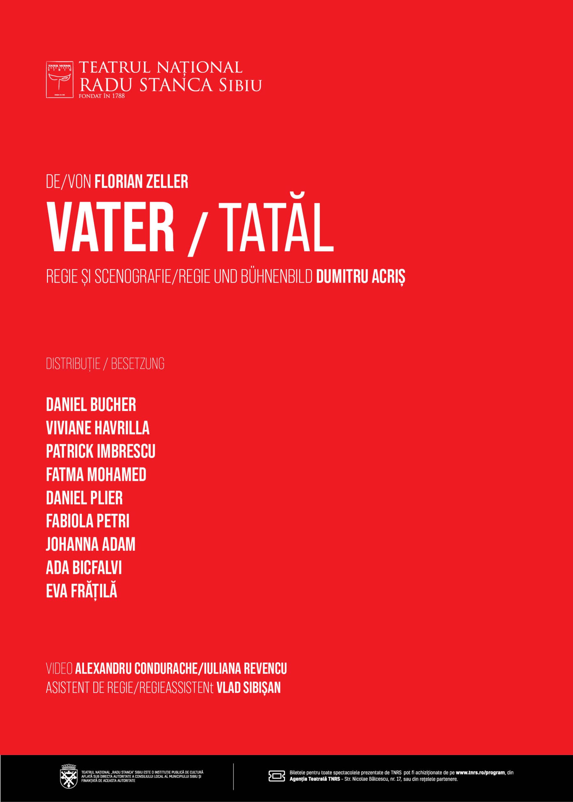 Poster sau scenă din piesa „Vater” / „Tatăl”, premiera Secției germane a TNRS.