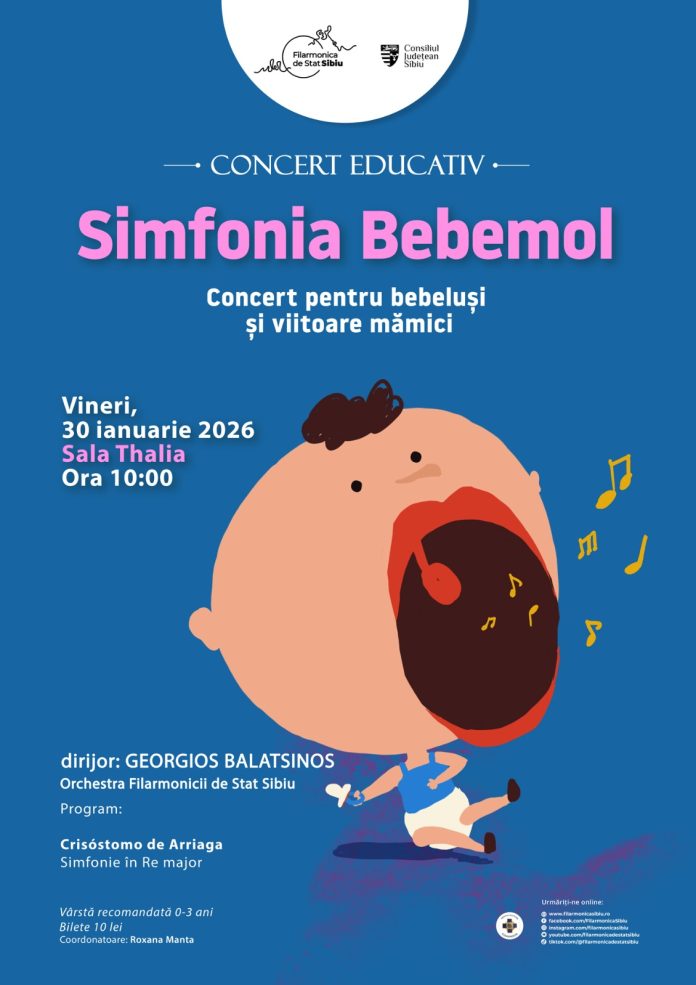 Concert educativ pentru bebeluși și mămici pe scena Filarmonicii din Sibiu