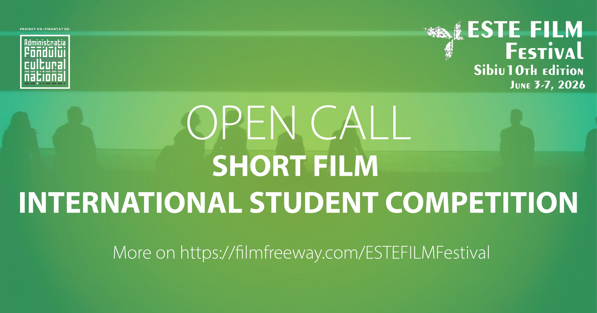Poster oficial de prezentare a primului deadline pentru ESTE FILM Festival 2026