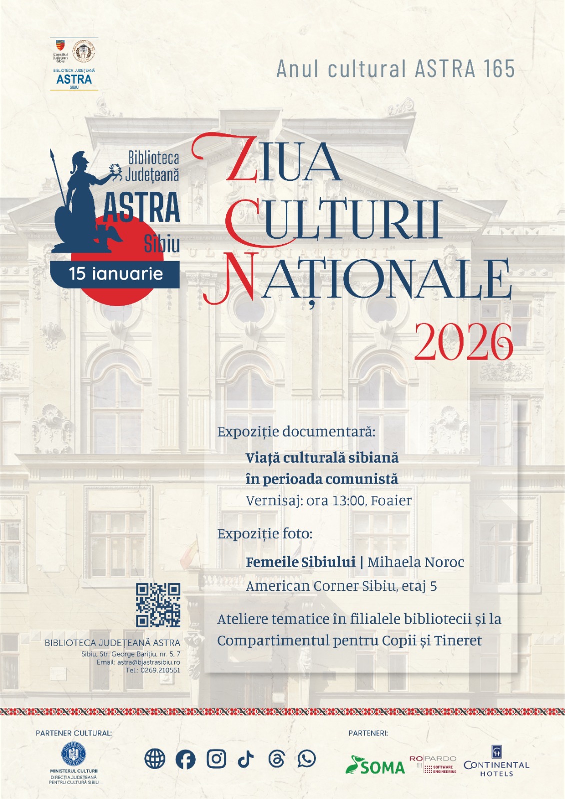 Public și invitați la Ziua Culturii Naționale 2026 în sala Bibliotecii ASTRA Sibiu