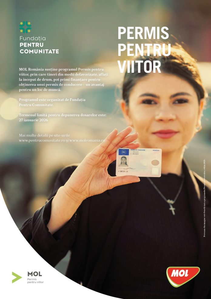 Afis program Permis pentru viitor pentru tinerii din medii defavorizate, inscrieri pana in 27 ianuarie 2026
