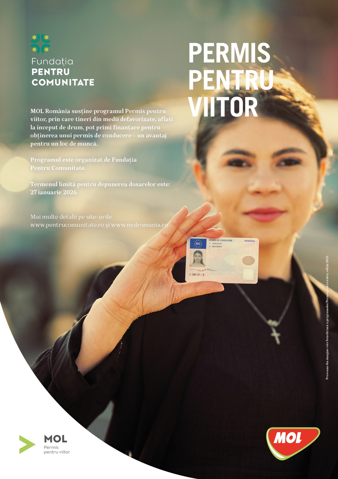 Afis program Permis pentru viitor pentru tinerii din medii defavorizate, inscrieri pana in 27 ianuarie 2026