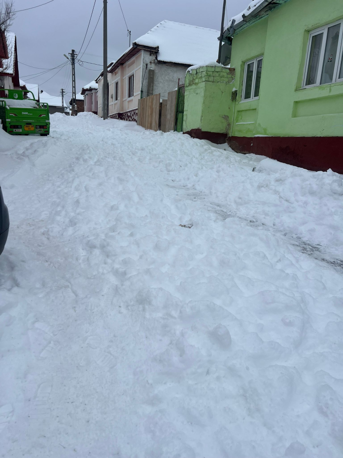 Locuitorii din Jina sapă pentru a-și elibera casele și mașinile după ninsori abundente.