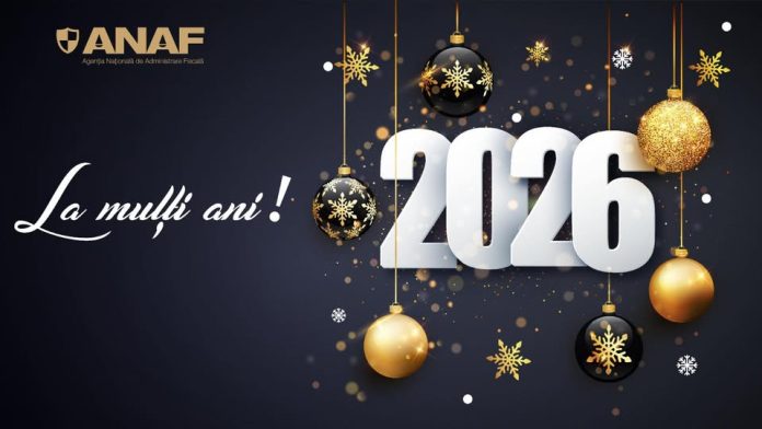 Mesaj de Anul Nou de la ANAF pentru contribuabili, cu urări de bunătate și prosperitate.