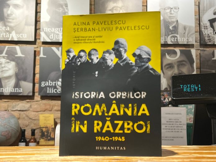 Detaliu cu titlul și autorul cărții Istoria orbilor despre România în război