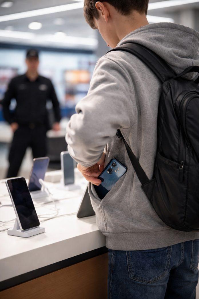 Minor prins pentru furt calificat de telefoane în centrul Sibiu