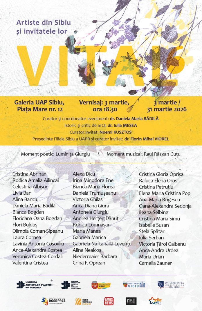 Afisul expoziției VITAL 6 la Galeria UAP din Piața Mare, Sibiu