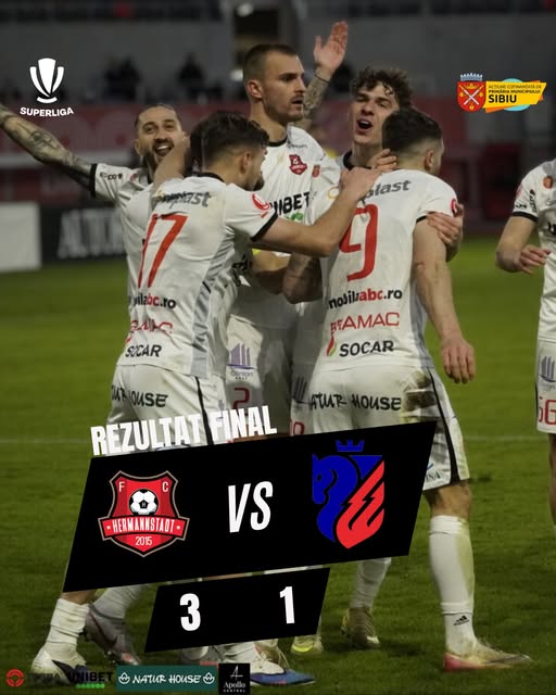FC Hermannstadt sărbătorește victoria împotriva FC Botoșani