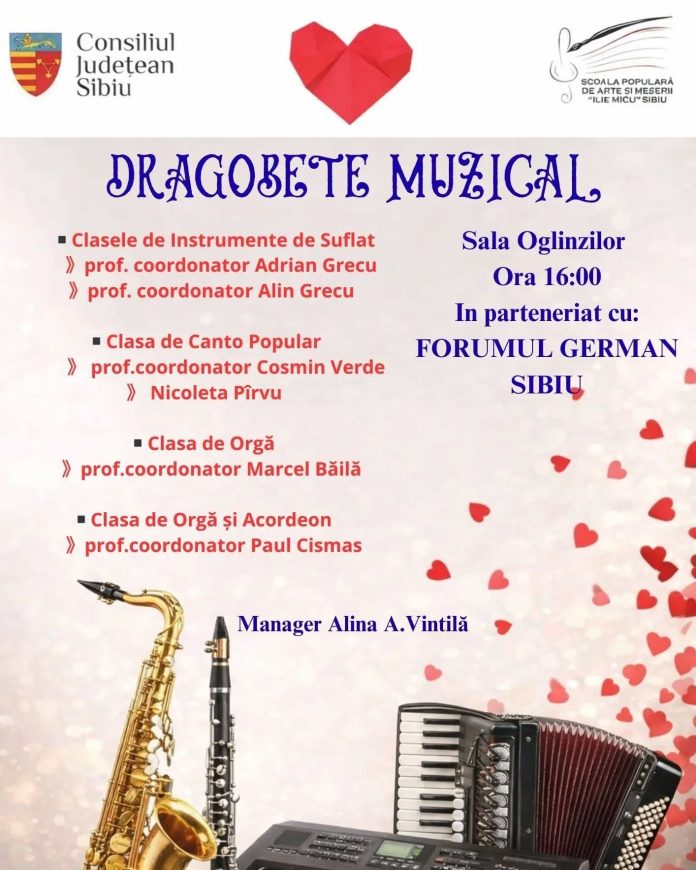 Grup de muzicieni cântând la evenimentul Dragobete Sibiu