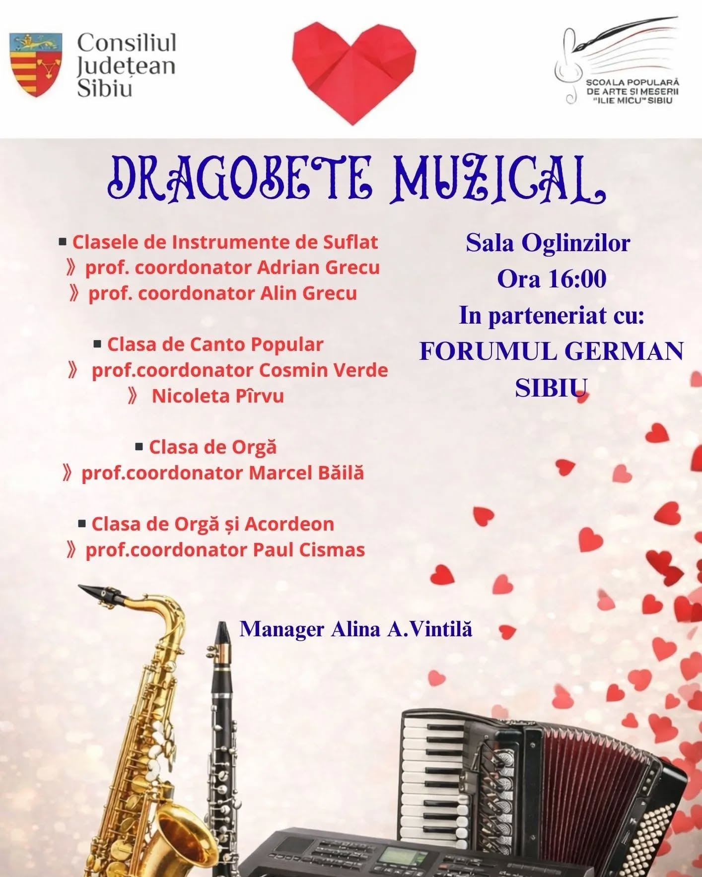 Grup de muzicieni cântând la evenimentul Dragobete Sibiu