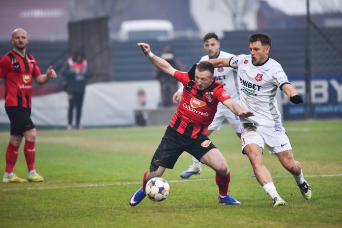 Festivitate a echipei FC Hermannstadt după un gol marcat în campionatul Superligii.