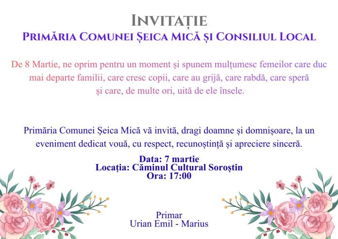 Comunitatea Șeica Mică sărbătorește un eveniment special de 8 Martie organizat de primărie