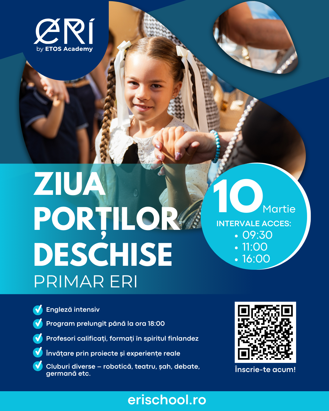 Copii fericiți participă la activități interactive în timpul Zilei Porților Deschise la ERI.