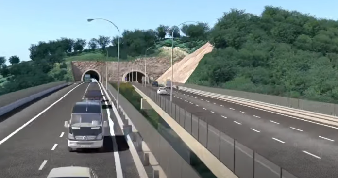 Panorama Autostrada A1 Boița Cornetu cu poduri și viaducte în Valea Oltului