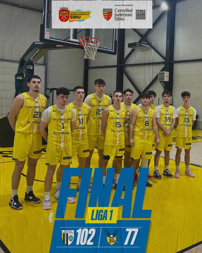 Echipa de baschet CSU 2 Sibiu în acțiune pe terenul de joc