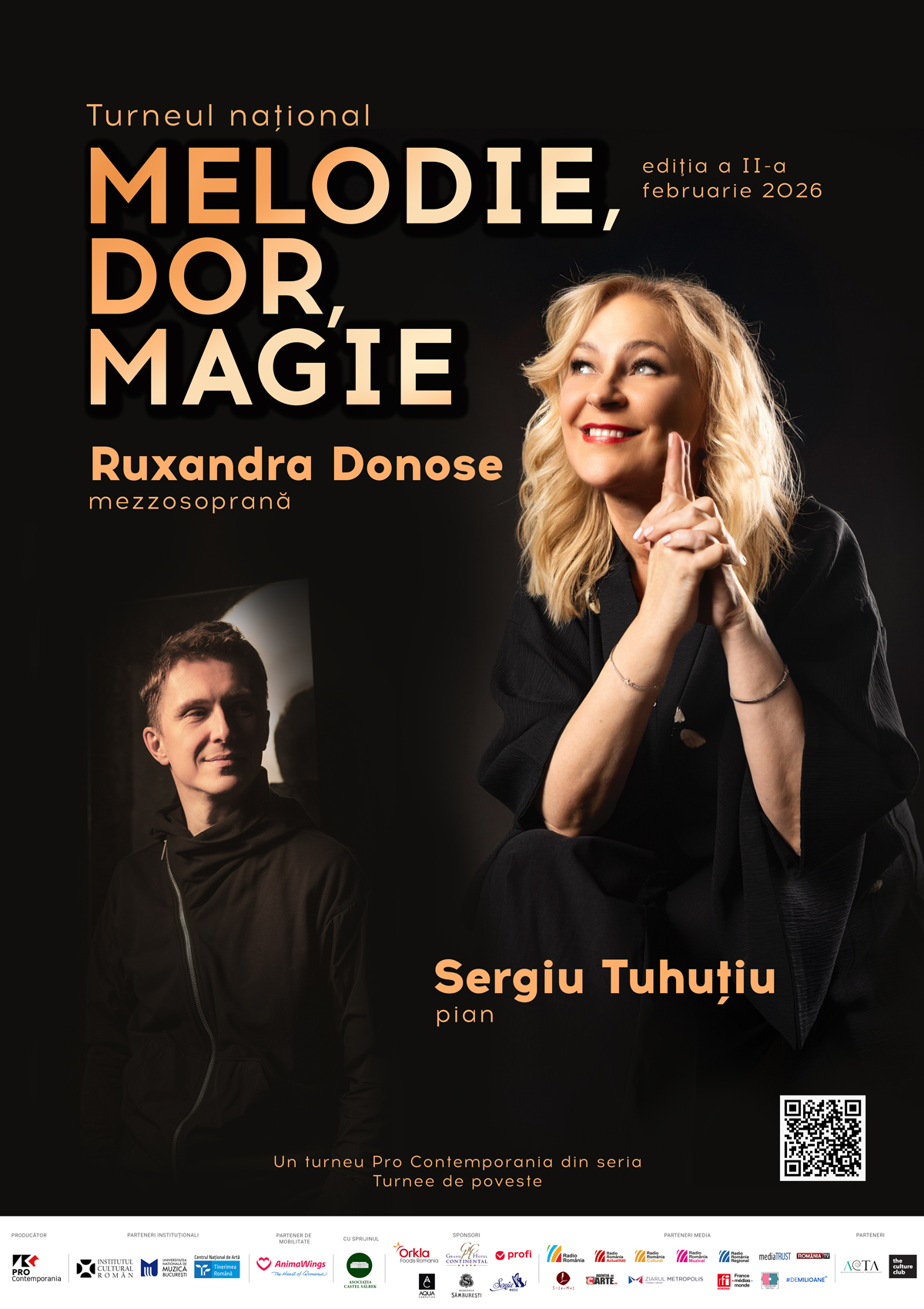 Afis turneu național Melodie Dor Magie cu Ruxandra Donose și Sergiu Tuhuțiu