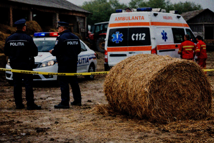 Locul tragediei de la Ighișu Nou, unde un copil a fost strivit de un balot de fân.