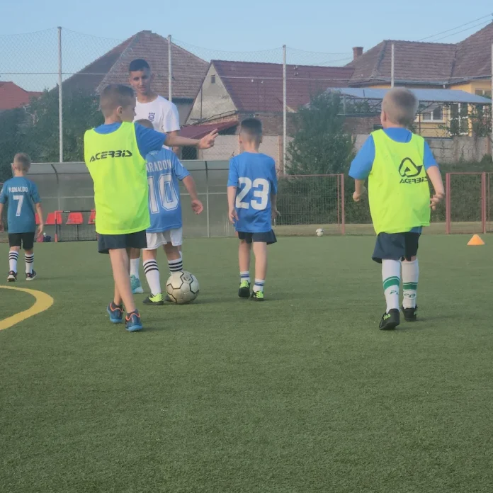 Panorama Stadionului Măgura Cisnădie cu tribunele și terenul de fotbal