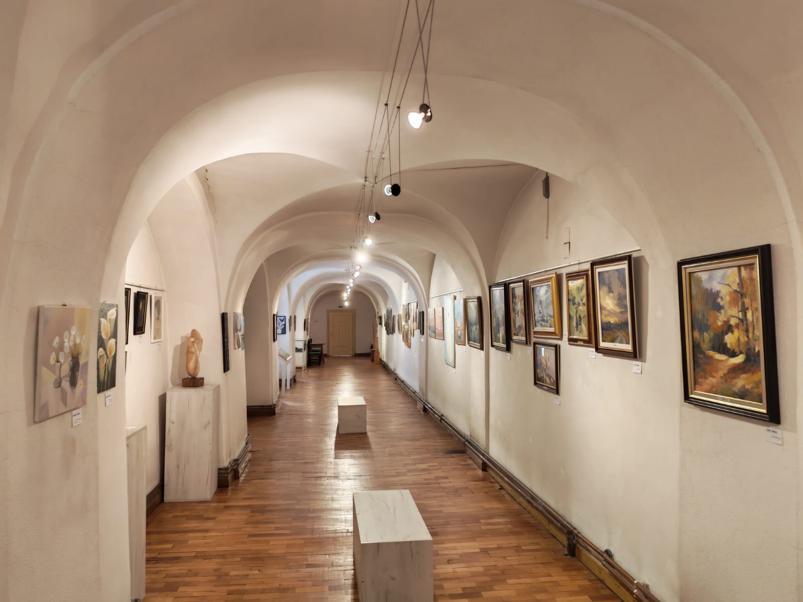 Elevi ai Liceului Axente Sever la standul expoziției Salonul de Iarnă Mediaș