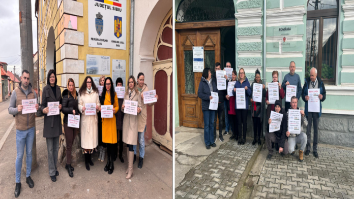 Harta județului Sibiu cu primăriile care sunt în grevă evidențiate