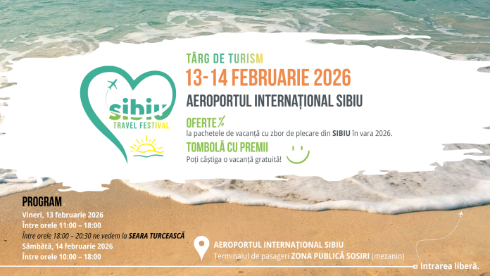 Poster promoțional pentru primul Sibiu Travel Festival, lansat de Aeroportul Internațional Sibiu