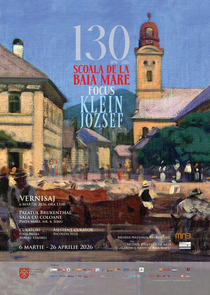 A3 Catalog sau afiș al expoziției Școala de la Baia Mare, cu lucrarea lui József Klein