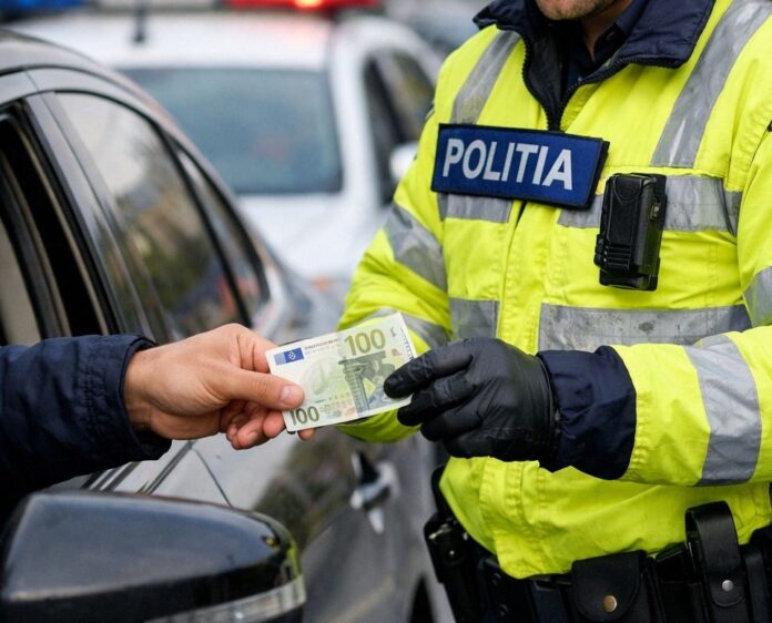 Polițist refuzând o tentativă de mituire pe DN14 în Harghita