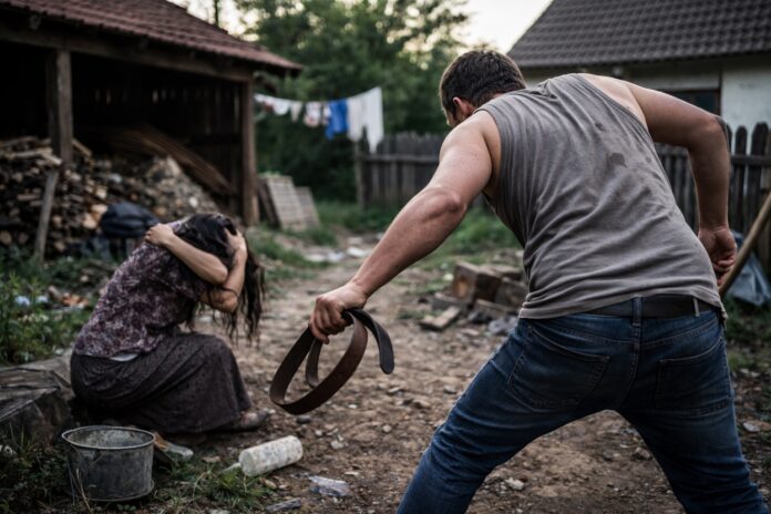 Victimă a violenței în familie primind ajutor și consiliere