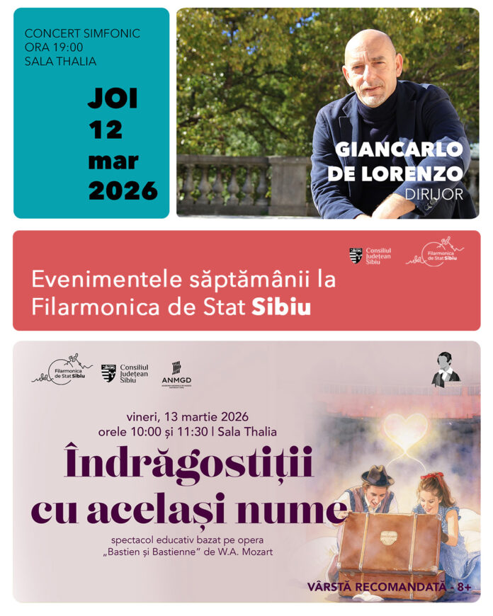Concert educativ pentru copii la Filarmonica de Stat Sibiu cu dirijorul Delorenzo