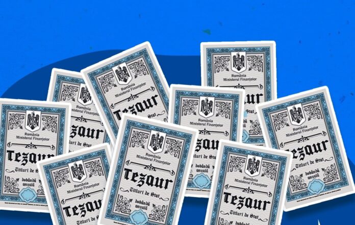 Grafic sau ilustrație reprezentând titlurile de stat TEZAUR cu dobânzi atractive