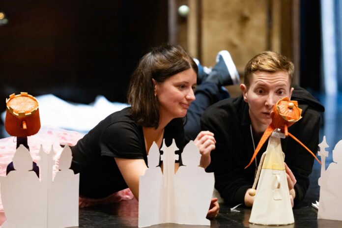 Scenă din piesa Povestea Regelui Lear la Teatrul Gong, pentru copii.