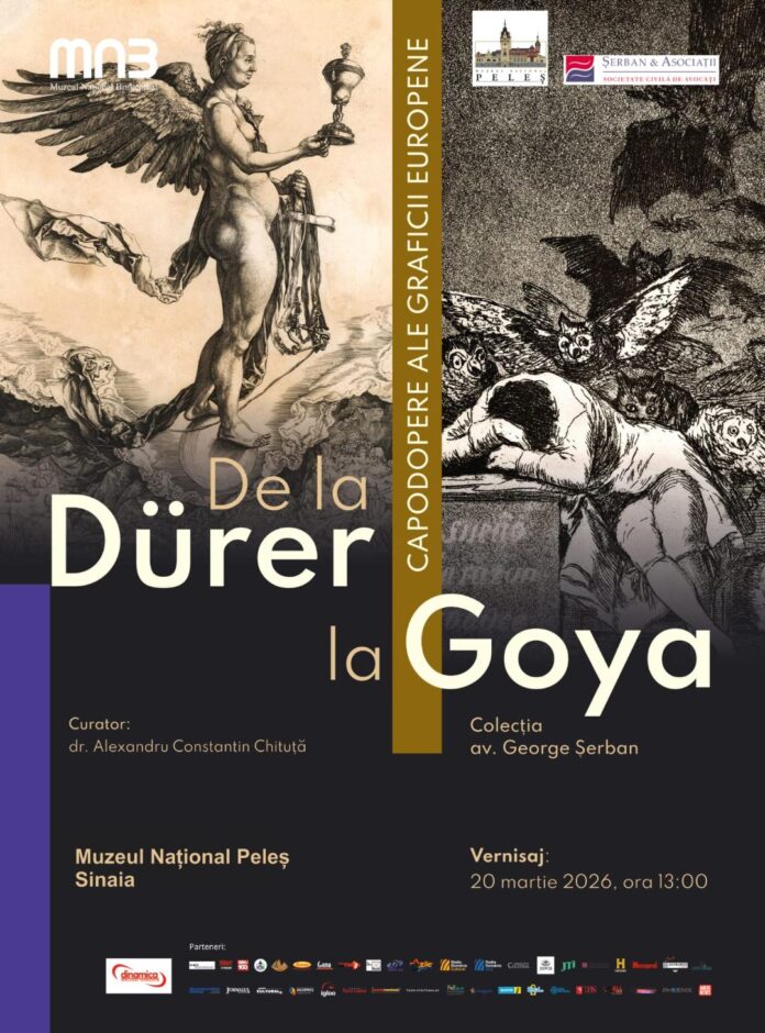 Afisul expozitiei de gravura europeana De la Dürer la Goya la Muzeul National Peles