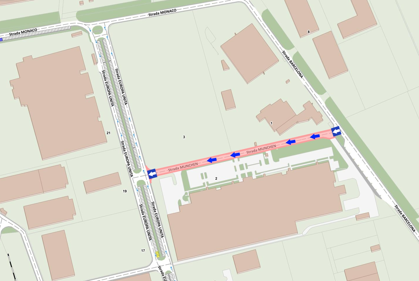 Semn de circulație sens unic pe strada München, în zona industrială vest
