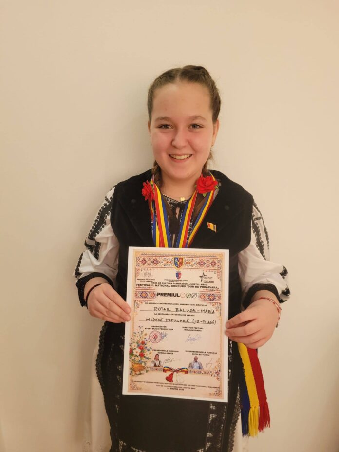 1025 Elevă premiată la concurs muzică populară, Școala Populară de Arte și Meserii Ilie Micu Sibiu