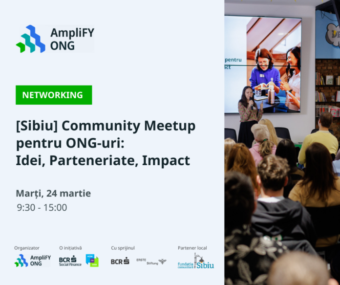Poster de promovare a evenimentului AmpliFY ONG din Sibiu, pe 24 martie
