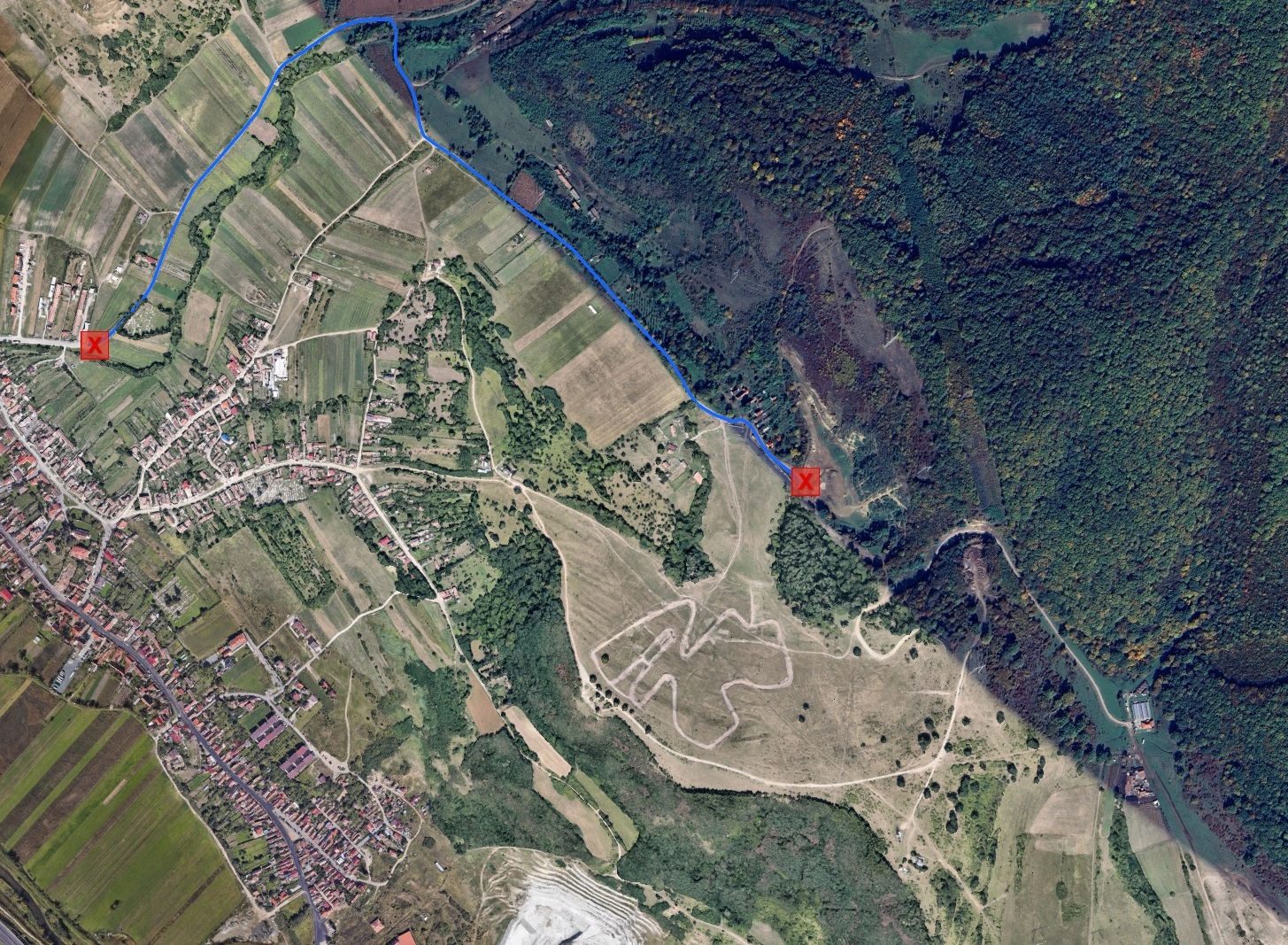 Strada Salcâmilor Sibiu pe Google Earth înainte de modernizare