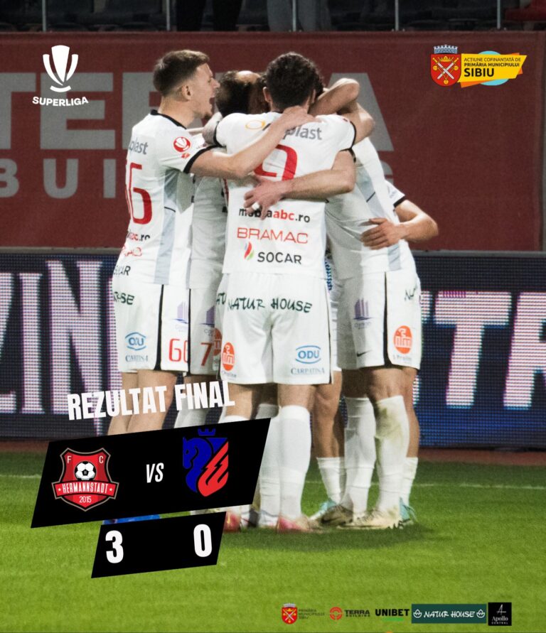 FC Hermannstadt urcă pe loc de baraj: victorie la scor de neprezentare cu FC Botoșani