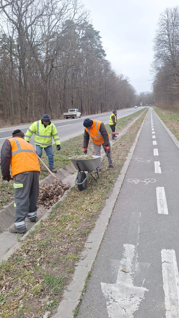 Lucrări de întreținere drumuri Sibiu: utilaj greu lucrează pe un drum județean