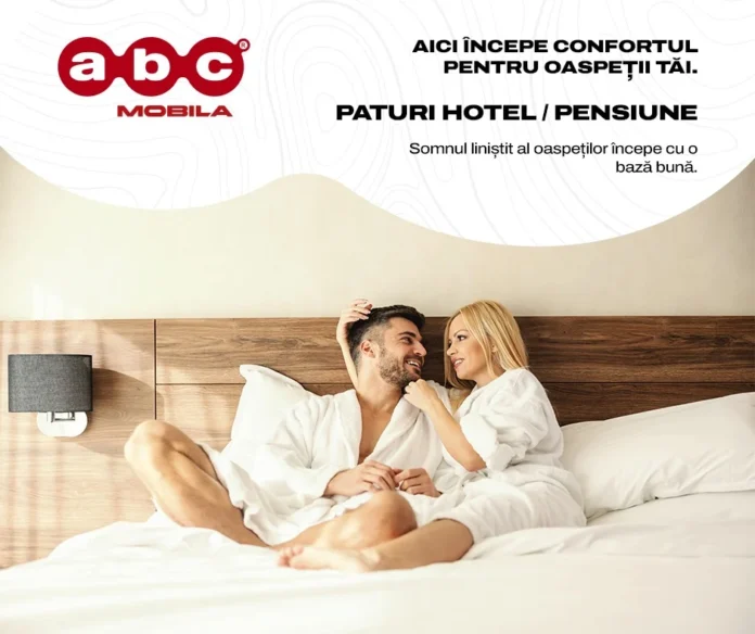 Mobilier hoteluri Sibiu: pat modern și noptieră elegantă pentru camere de oaspeți