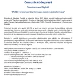 Comunicat de presă: Transformare Digitală – „PNRR: Fonduri pentru România modernă și reformată!”