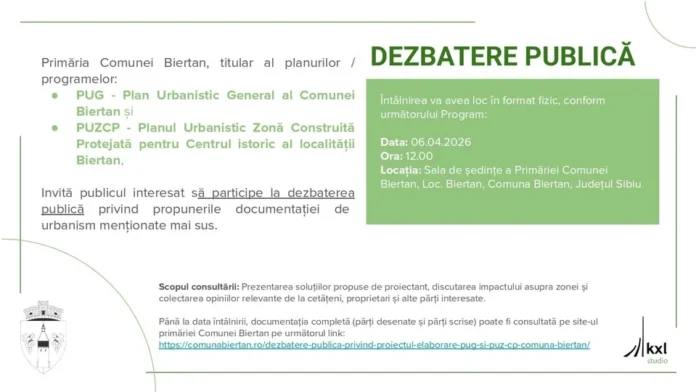 Dezbatere publică la Biertan cu cetățeni discutatnd planurile de urbanism ale comunei