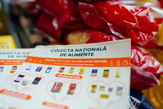 Produse alimentare donată și sortate în cadrul colectării pentru patru județe