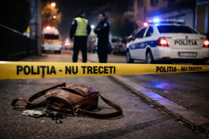 Tâlhărie în Mediaș: scene din locul faptei pe strada unde a avut loc jaful