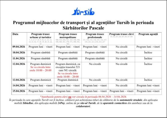 Program special Tursib pentru Paște 2026, valabil de pe 8 aprilie