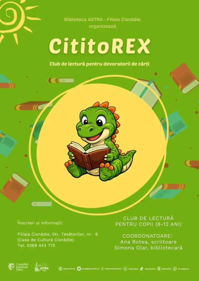 Afis club de lectură CititoREX pentru copiii din Cisnădie