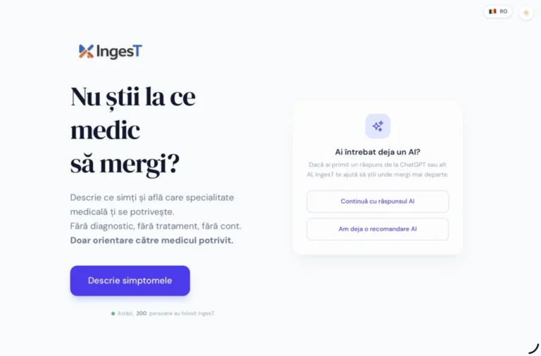 IngesT, platforma lansată în România care promite să ducă pacientul de la simptom la medicul potrivit în mai puțin de 60 de secunde