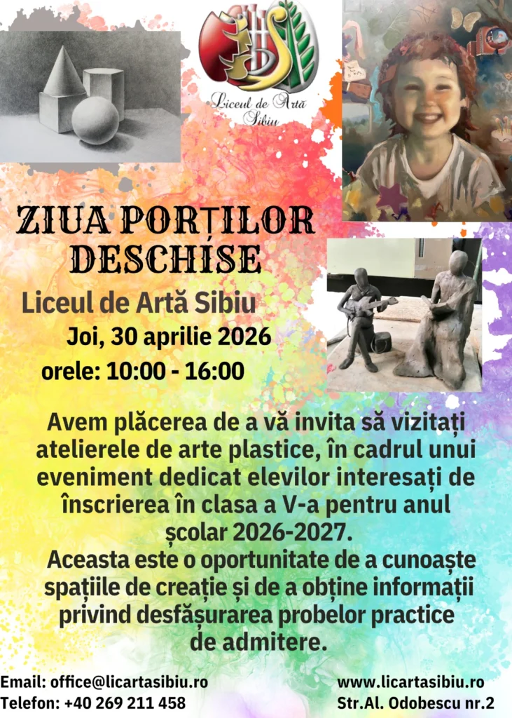 Ziua Porților Deschise la Liceul de Artă Sibiu: invitație pentru viitorii elevi talentați