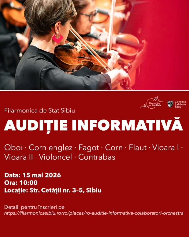 Filarmonica de Stat Sibiu organizează audiții pentru viitori colaboratori ai orchestrei