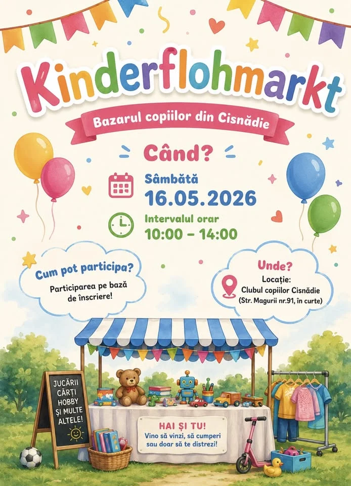 Kinderflohmarkt aduce la Cisnădie un bazar creat de copii, pentru copii