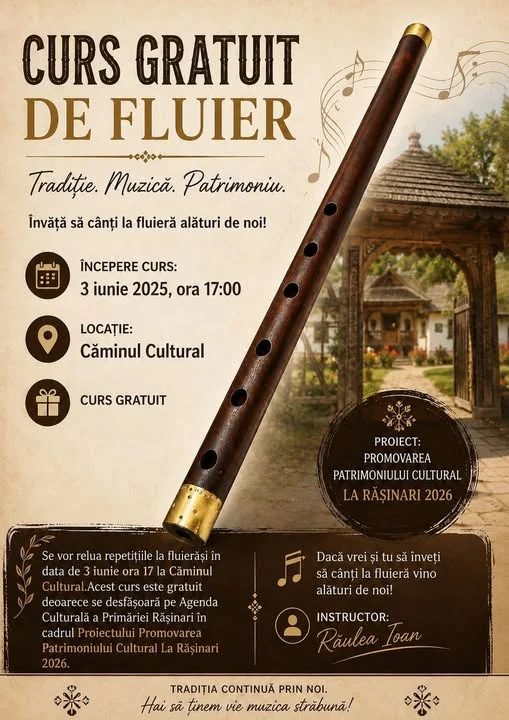 Curs gratuit de fluier la Rășinari pentru iubitorii de tradiții